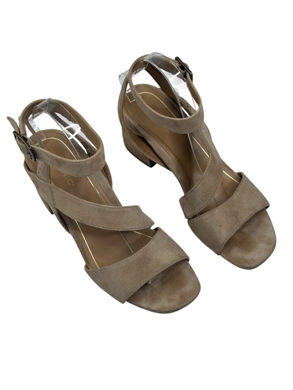 Vionic Samara Block Heel Sandals Sand Suede Womens Size 8.5 New $150